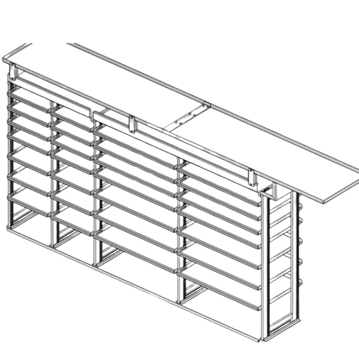 Hackney Van Shelving with Pipe and Ladder Shelf for Driver Side Box Truck 18"-18"-36"-36"-(28" Open) 23" Deep