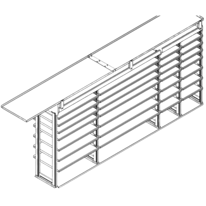 Hackney Van Shelving with Pipe and Ladder Shelf for Curb Side for Box Truck 18-18-54-36-(28 Open) 23" Deep