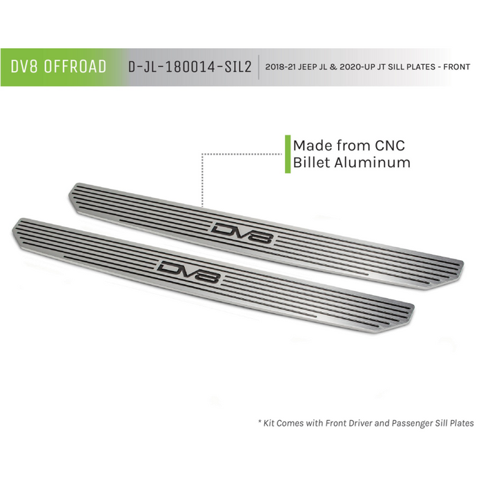 DV8 Offroad 2020-2026 Jeep Wrangler JL JLU Gladiator JT Front ONLY Sill Plates Model D-JL-180014-SIL2