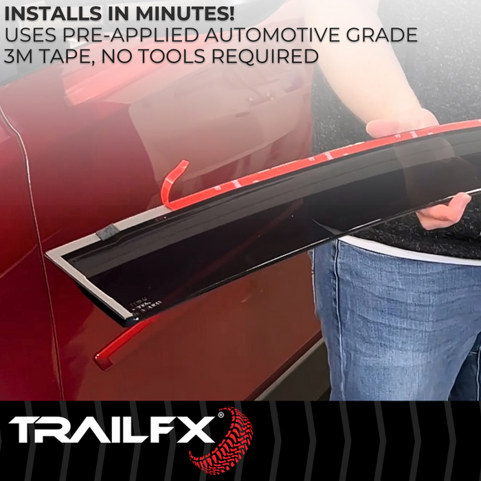 TrailFX Low Profile Side Window Deflector Fits Front And Rear Tape-On Smoke Acrylic Set Of 4 Model 4716H