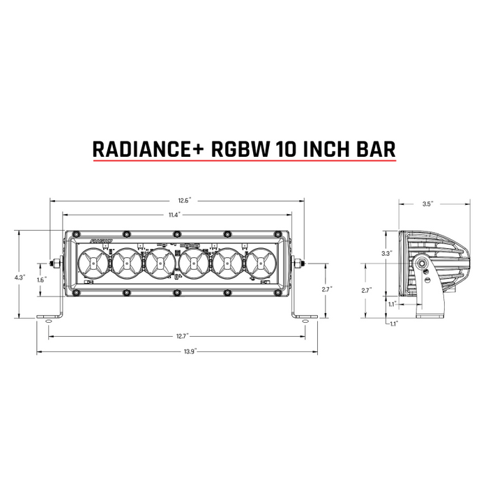 Rigid Industries Radiance+ 10 Inch RGBW Light Bar Model 210053