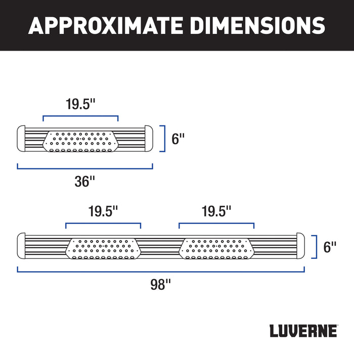 Luverne O-Mega II 6" x 36" 100" Silver Aluminum Step Nerf Bars Model 583100-570747