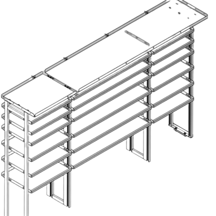 Hackney Van Shelving with Ladder Shelf for Curb Side Ford Transit 24"-46"-24" CS 148"WB EXT HR Van