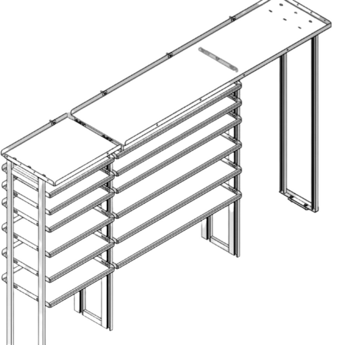 Hackney Van Shelving with Ladder Shelf for Curb Side Ford Transit 24"-46"-(28" Open) 148"WB EXT HR Van
