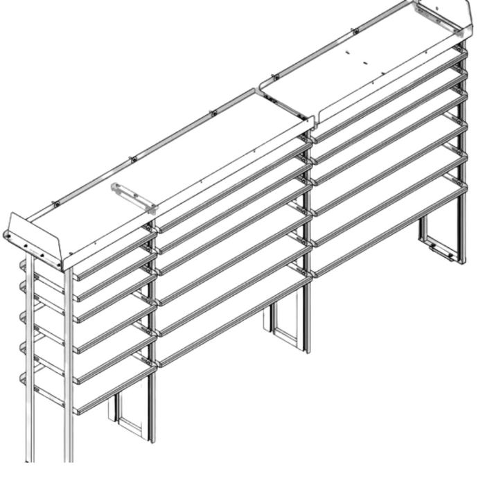 Hackney Van Shelving with Pipe Shelf for Driver Side Ford Transit  46"-46"-(28" Open) DS 148"WB EXT Van HR