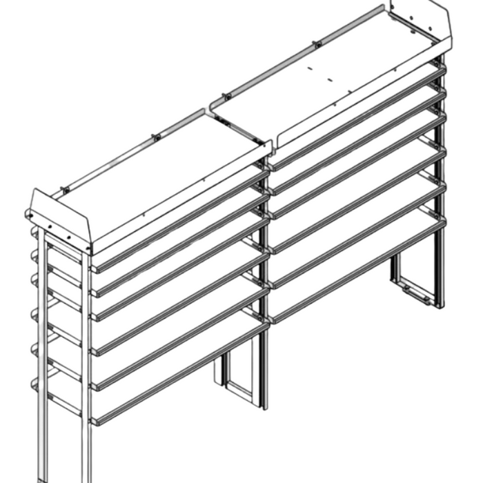 Hackney Van Shelving with Pipe Shelf for Driver Side Ford Transit 130"WB/148"WB MR/HR