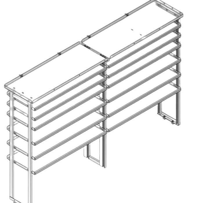 Hackney Van Shelving with Ladder Shelf for Driver Side Ford Transit 130"WB/148"WB MR/HR Van