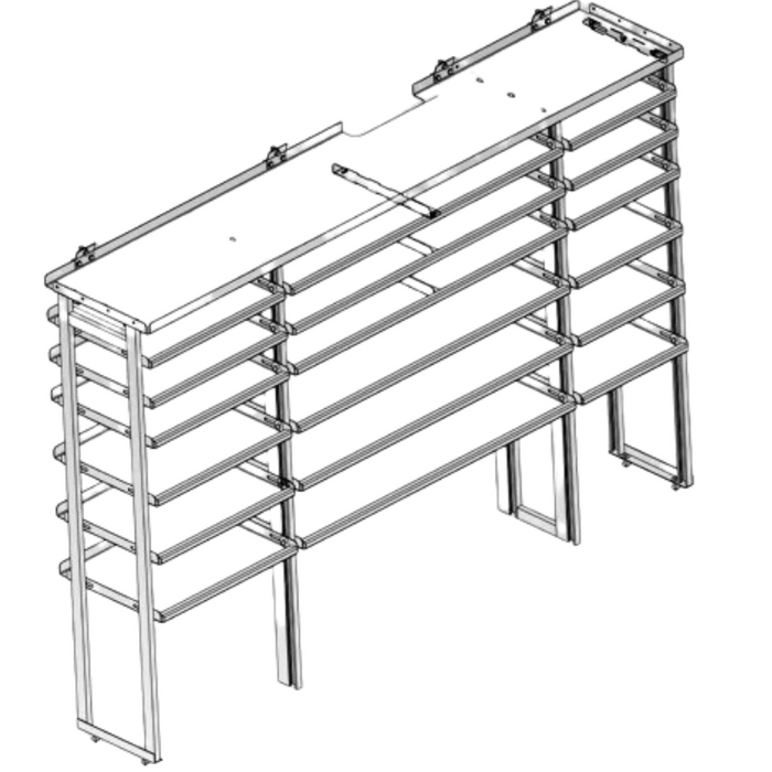 Hackney Van Shelving with Ladder Shelf for Driver Side Ram Promaster 23"-46"-18" 136"WB HR Van