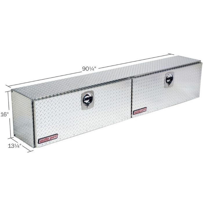 Weather Guard Top Mount Tool Box Two Doors Bright Aluminum 90.25x13.25x16 Model 390-0-02