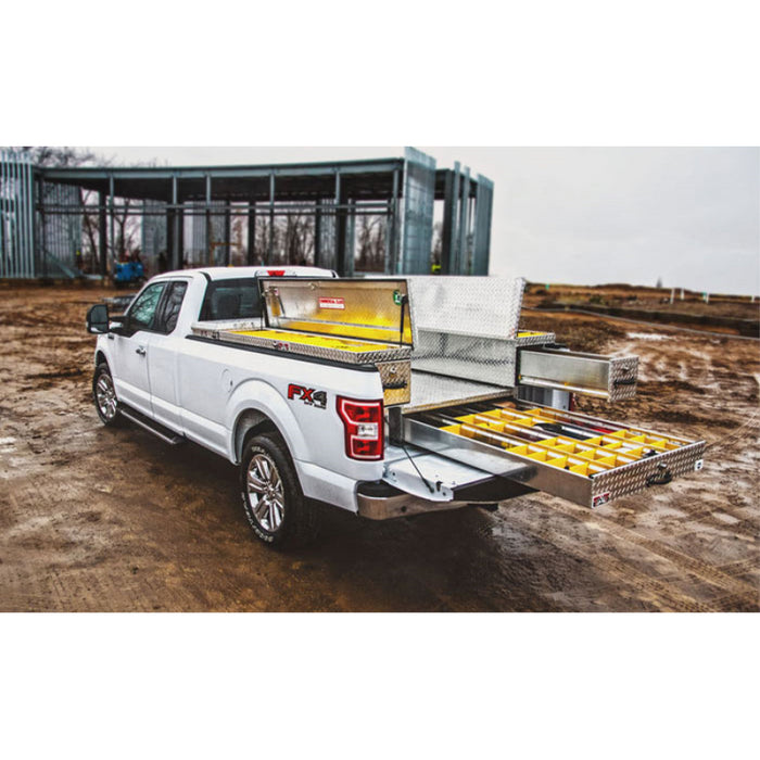 Brute 47" Side Mount Tool Box Bright Aluminum W/ Rear Bedsafe Roller Drawer Passenger Side Model RB7647P