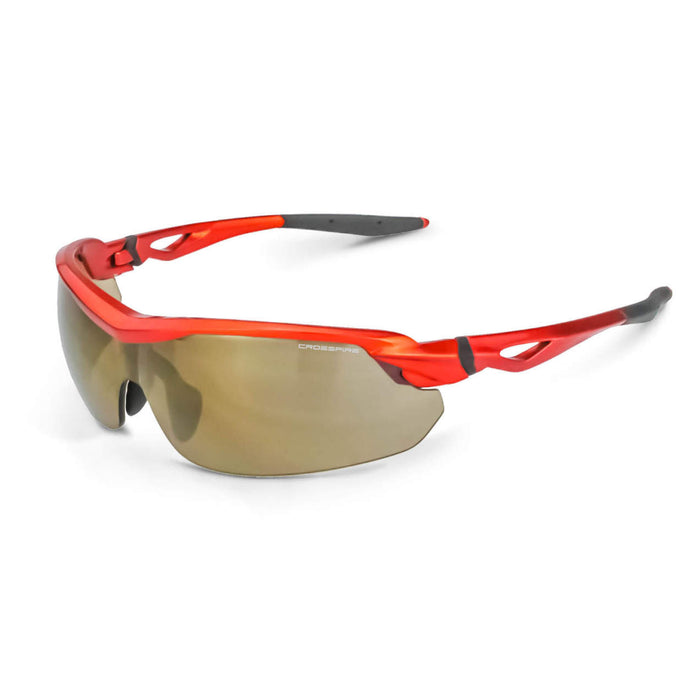 Radians Crossfire Cirrus Premium Safety Eyewear, Burnt Orange Frame / Gold Mirror Lens RNS39812