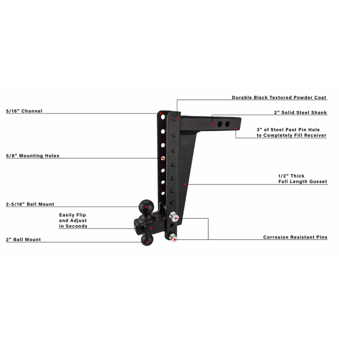 BulletProof Hitches 2.0" Heavy Duty 14" Drop/Rise Hitch Model HD2014