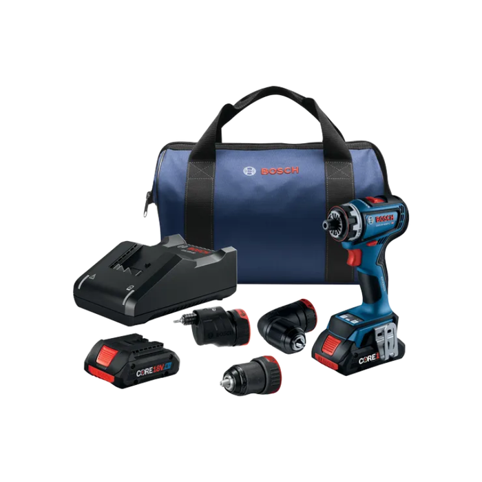 Bosch 18V Drill/Driver With 5-In-1 Brushless Flexiclick System and (2) CORE18V 4 Ah Advanced power Battery Model GSR18V-800FCB24