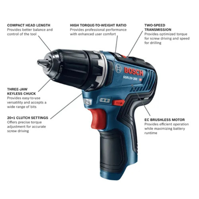 Bosch 12V Max EC Brushless 3/8 In. Drill/Driver (Bare Tool) Model GSR12V-300N