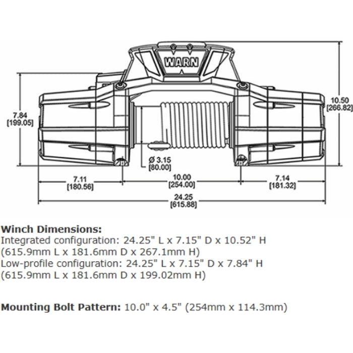 Warn ZEON 12-S Platinum Winch, Pull Capacity 12,000 lb, 80 Feet Of Spydura Pro Synthetic Rope Model 95960
