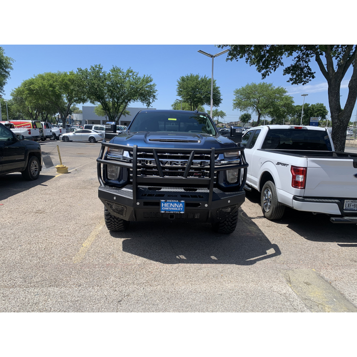 Bodyguard T2 Front Extreme - Sensor Cutouts Factory Fog Cutouts Receiver Hitch Skid Plate W/O Mesh Grille With Camera Harness Texture Black Powder Coat Model EEC20BYHTNH
