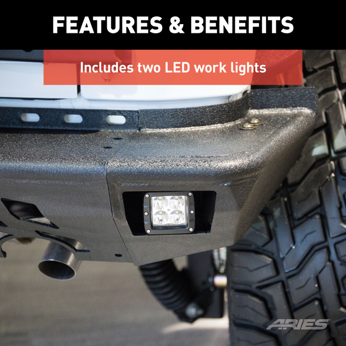 ARIES TrailChaser Jeep Wrangler JK Aluminum Rear Bumper with LED Lights Model 2082061