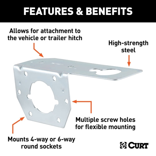 CURT Vehicle-Side Trailer Wiring Harness Mounting Bracket for 4-Way or 6-Way Round Model 58210