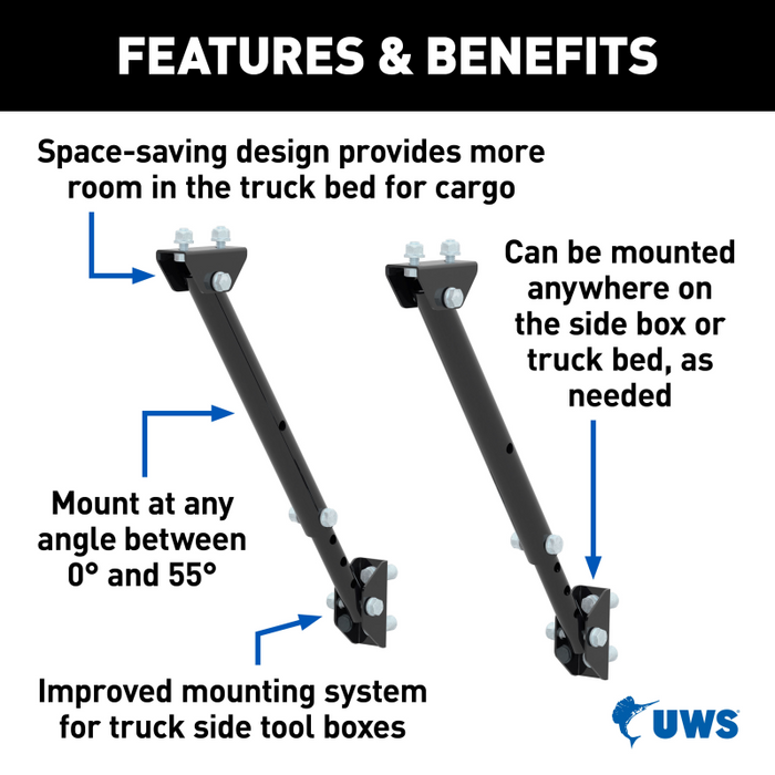 UWS Space-Saving Adjustable Universal Legs for Truck Side Boxes Model TBSM-MK2