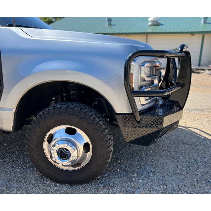 Bodyguard T2 Front Extreme - Sensor Cutouts Factory Fog Cutouts Winch Mount Skid Plate W/ Mesh Grille No Camera Harness Gloss Black Powder Coat Model EEF23BYWGMN