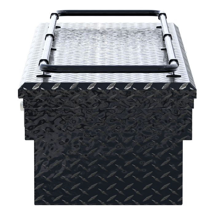 UWS 69" Gloss Black Aluminum Secure Lock Crossover Truck Tool Box, Low Profile, With Rail Model SL-69-LP-BLK-R