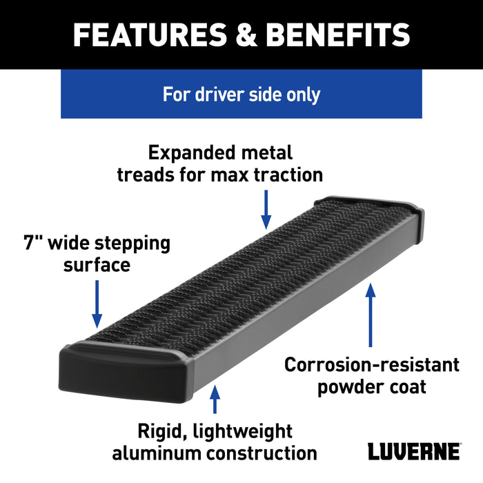 Luverne Grip Step 7" x 36" Black Aluminum Driver-Side Running Board Select ProMaster Model 415236-401470
