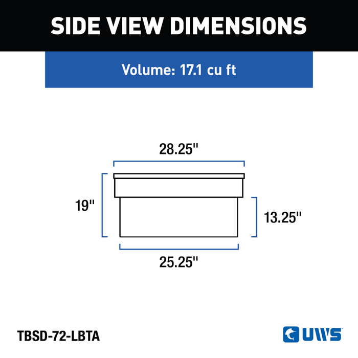 UWS 72" Deep Extra-Wide Crossover Truck Tool Box Model TBSD-72-LBTA