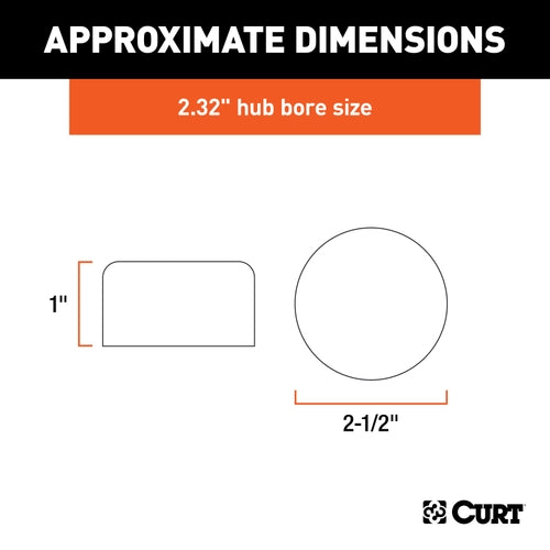 CURT 2.32-Inch Trailer Wheel Bearing Protector Dust Covers, 2-Pack Model 23232