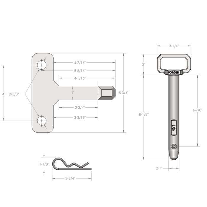 BulletProof Hitches Heavy Duty Single Tang Clevis with 1" Pin Model SINGLETANG