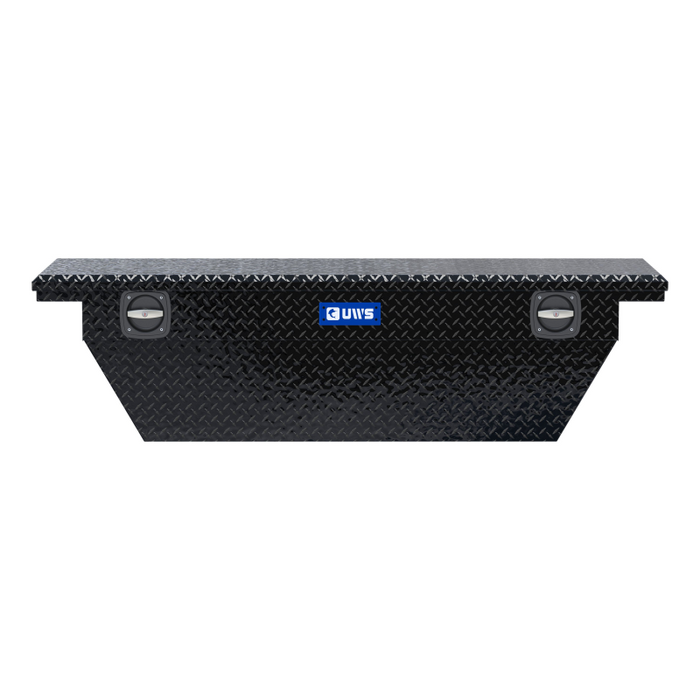 UWS 69" Gloss Black Aluminum Angled Secure Lock Crossover Truck Tool Box with Low Profile Model SLD-69-A-LP-BLK