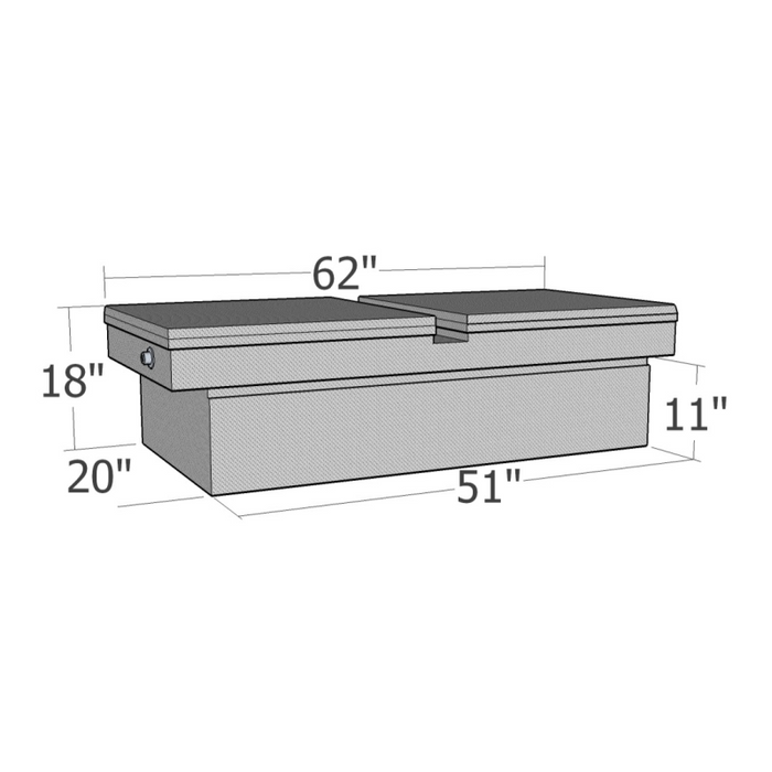 Brute Crossover Tool Box Gull Wing Lid Bright Aluminum Mid Size / Down Size Long Bed Only Model RB134GW