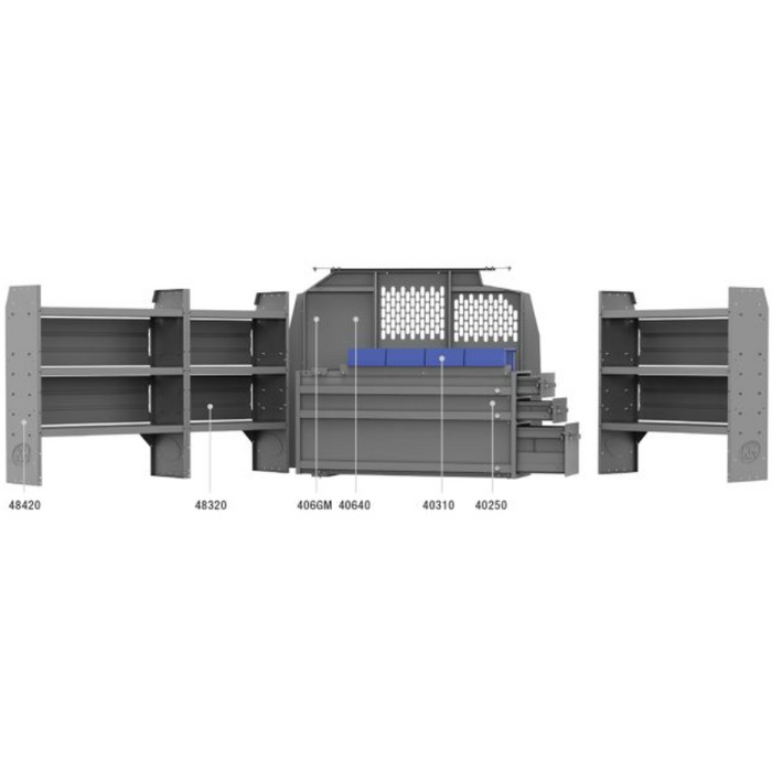 Holman Van Package EZ All Trades 46" H Shelves GM 135" WB Model 4012C