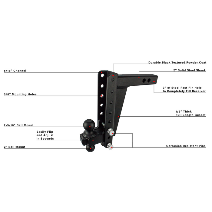 BulletProof Hitches 2.0" Heavy Duty 10" Drop/Rise Hitch Model HD2010