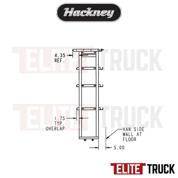 Hackney Van Shelving with Ladder Shelf for Curb Side Ford Transit 130"WB MR/HR Van