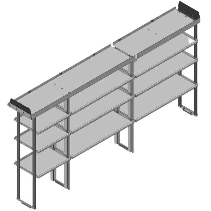 Hackney Van Shelving with Pipe Shelf for Driver Side Ford Transit  46"-46"-24" 148"WB EXT HR Van