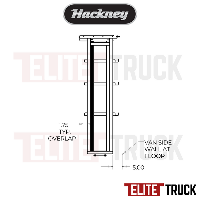 Hackney Van Shelving with Ladder Shelf for Curb Side Ford Transit 24"-46"-(28" Open) 148"WB EXT HR Van