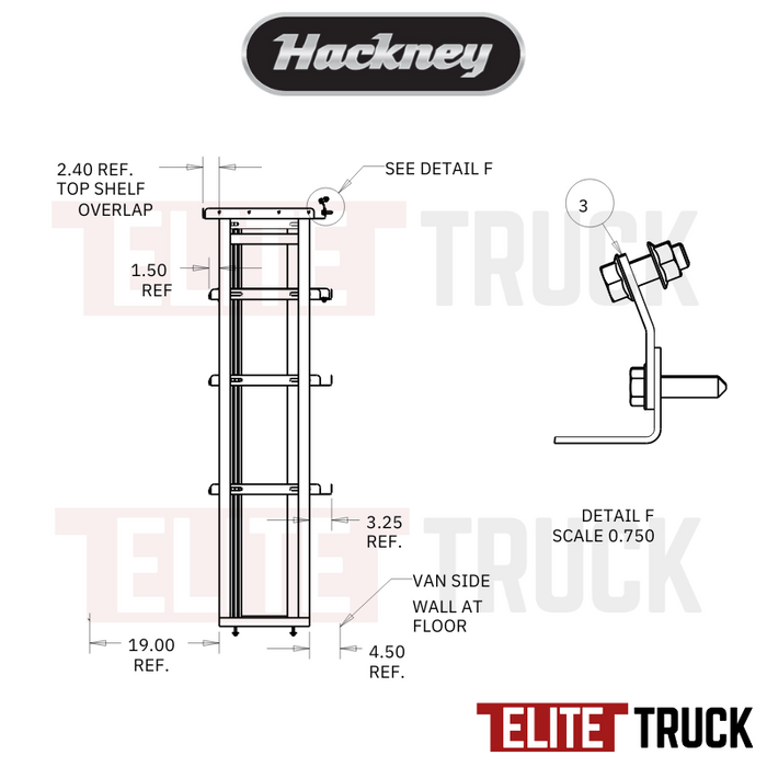 Hackney Van Shelving with Ladder Shelf for Driver Side Ram Promaster 46"-46" 159"WB HR Van
