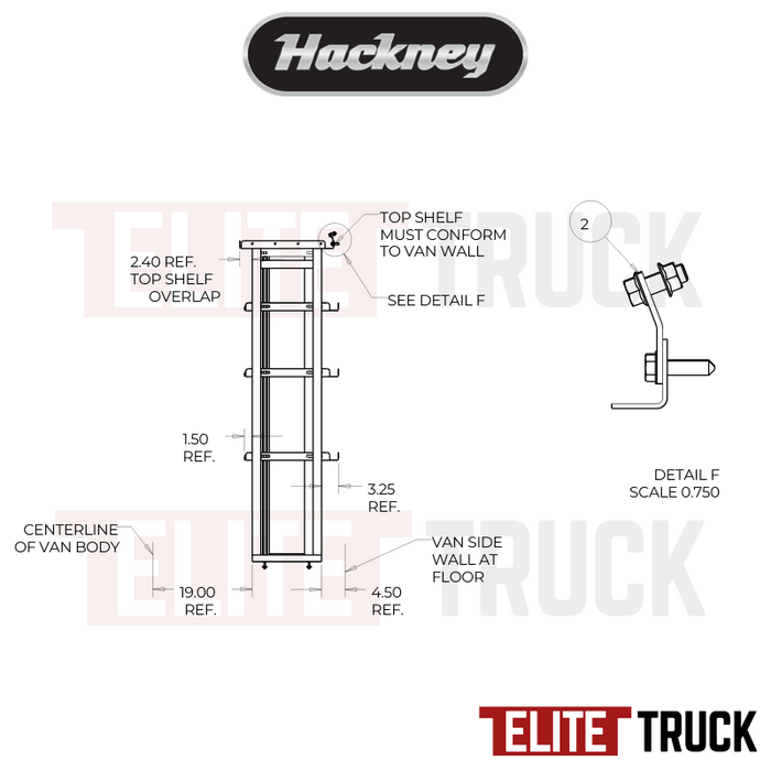 Hackney Van Shelving with Ladder Shelf for Curb Side Ram Promaster 23"-46" 159"WB HR Van
