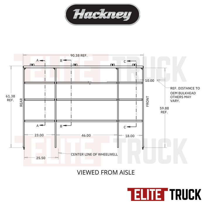 Hackney Van Shelving with Ladder Shelf for Driver Side Ram Promaster 23"-46"-18" 136"WB HR Van