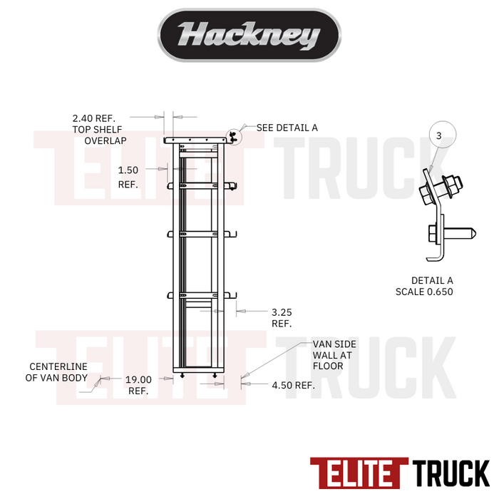 Hackney Van Shelving with Ladder Shelf for Driver Side Ram Promaster 23"-46"-18" 136"WB HR Van