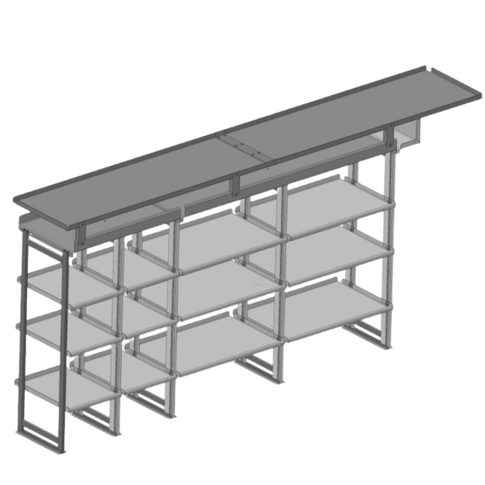 Hackney Van Shelving with Pipe and Ladder Shelf for Driver Side Box Truck 18"-18"-36"-36"-(28" Open) 23" Deep