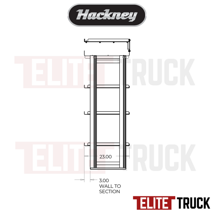 Hackney Van Shelving with Pipe and Ladder Shelf for Curb Side for Box Truck 18"-18"-36"-36"-(28" Open) 23" Deep