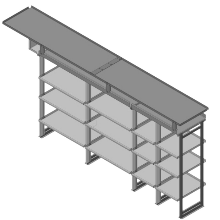 Hackney Van Shelving with Pipe and Ladder Shelf for Curb Side for Box Truck 18"-18"-36"-36"-(28" Open) 23" Deep