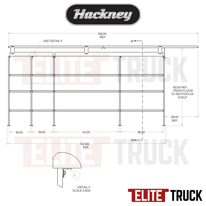 Hackney Van Shelving with Pipe and Ladder Shelf for Driver Side for Box Truck 18"-18"-54"-36"-(28" Open) 23" Deep