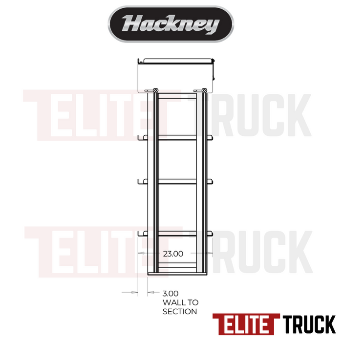 Hackney Van Shelving with Pipe and Ladder Shelf for Curb Side for Box Truck 18-18-54-36-(28 Open) 23" Deep