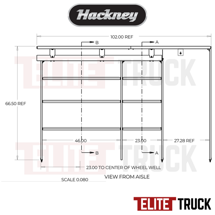 Hackney Van Shelving with Pipe and Ladder Shelf for Driver Side Mercedes Sprinter 46"-23"-(27" Open) 144" WB HR