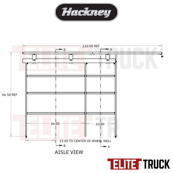 Hackney Van Shelving with Pipe and Ladder Shelf for Curb Side Mercedes Sprinter 46"-23"-(40" Open) 144"WB HR