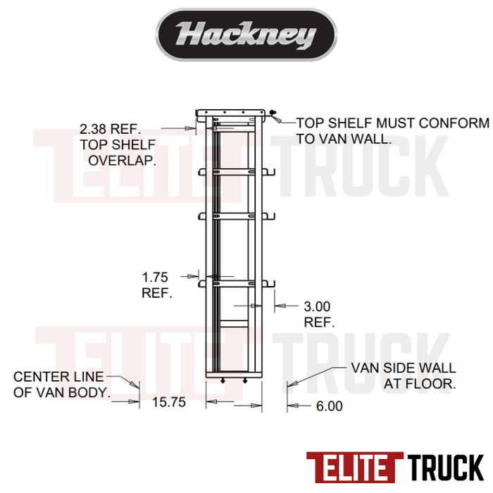 Hackney Van Shelving with Ladder Shelf for Curb Side Mercedes Sprinter 46"-46"-18"  170"WB EXT HR