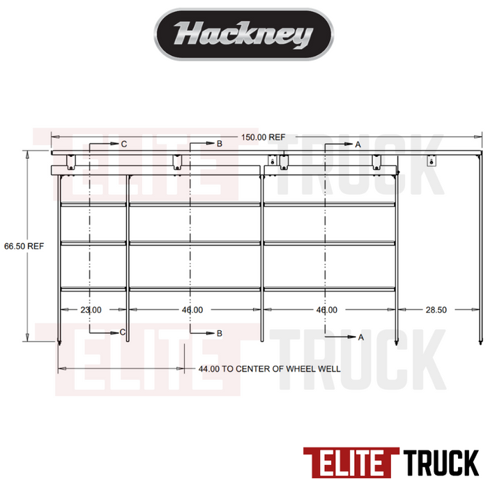 Hackney Van Shelving with Pipe and Ladder Shelf for Driver Side Mercedes Sprinter 46"-46"-23"-(28.5" OPEN)  170"WB HR