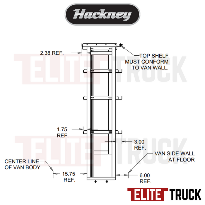 Hackney Van Shelving with Ladder Shelf for Curb Side Mercedes Sprinter 46"-46"  170"WB HR